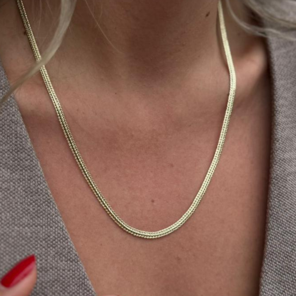 14 AYAR ALTIN RENKLİ YASSI İTALYAN ZİNCİR 60 CM