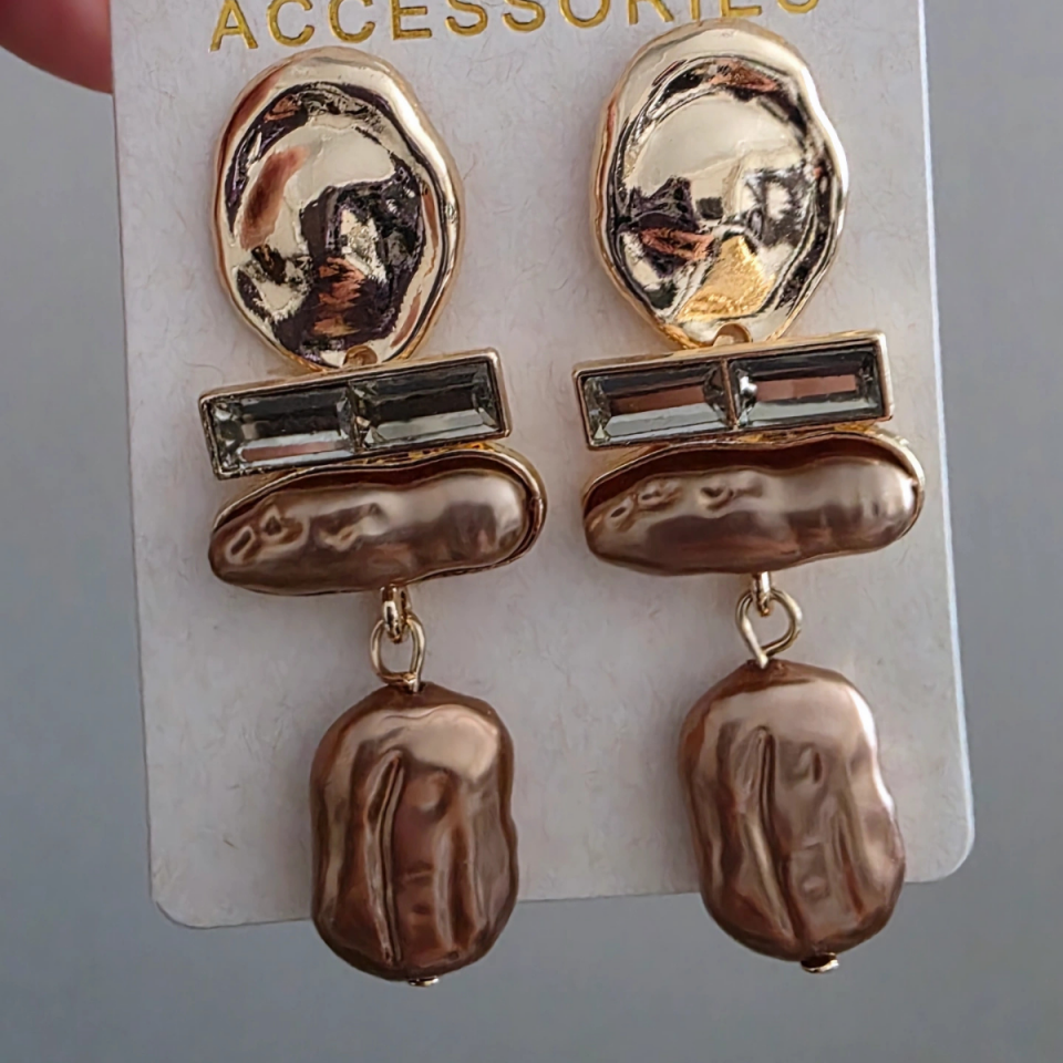 GOLD KAHVE TONLU MİNELİ ZR MODEL KÜPE