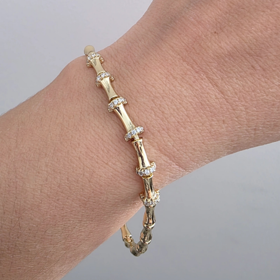 14 AYAR ALTIN RENKLİ ZİRKON TAŞLI KEMİK BİLEKLİK