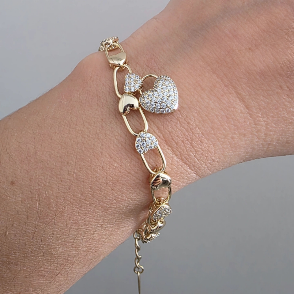 14 AYAR ALTIN RENKLİ ZİRKON TAŞLI ŞANS BİLEKLİĞİ