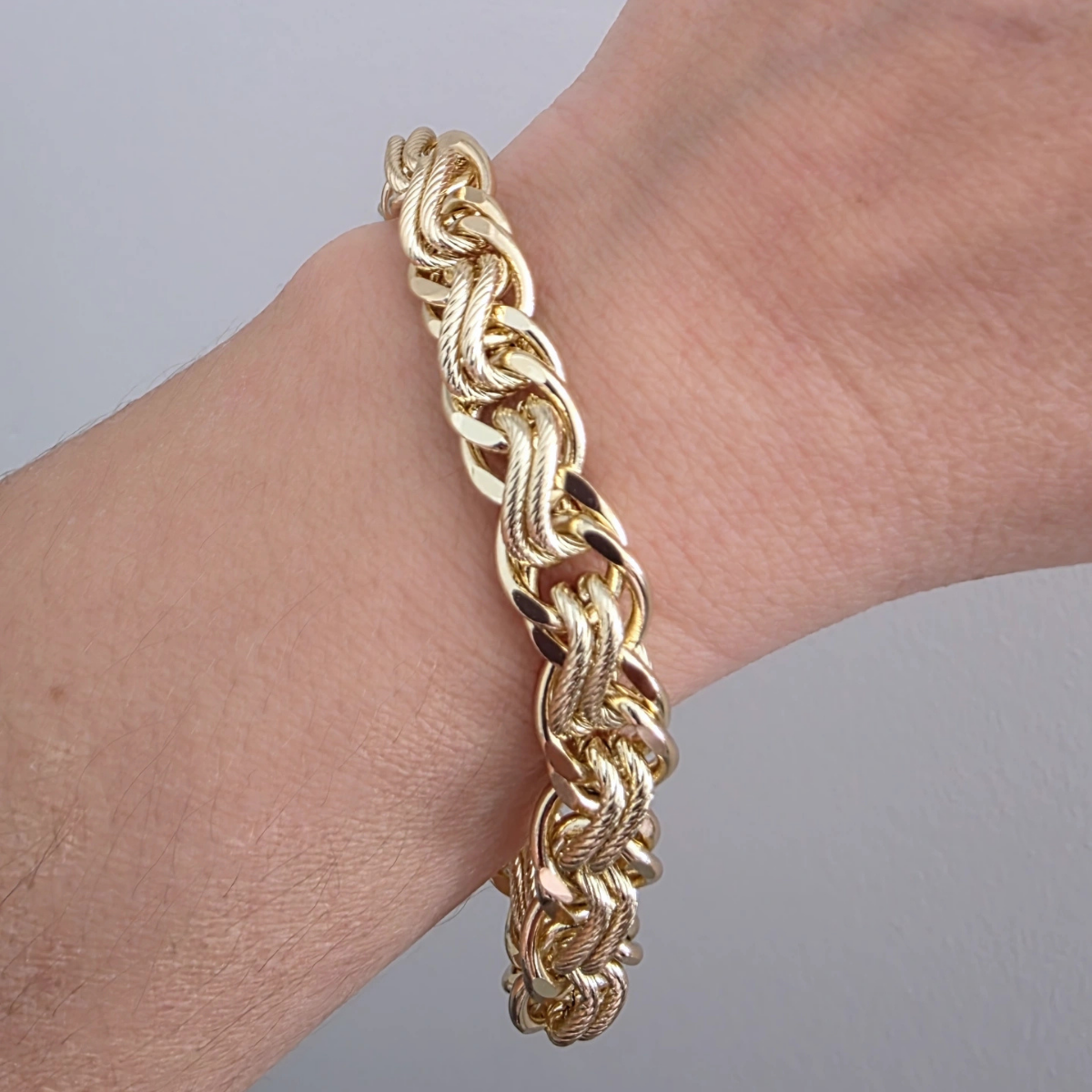 14K KALIN KUYUM MODEL SARMAL ÇELİK BİLEKLİK