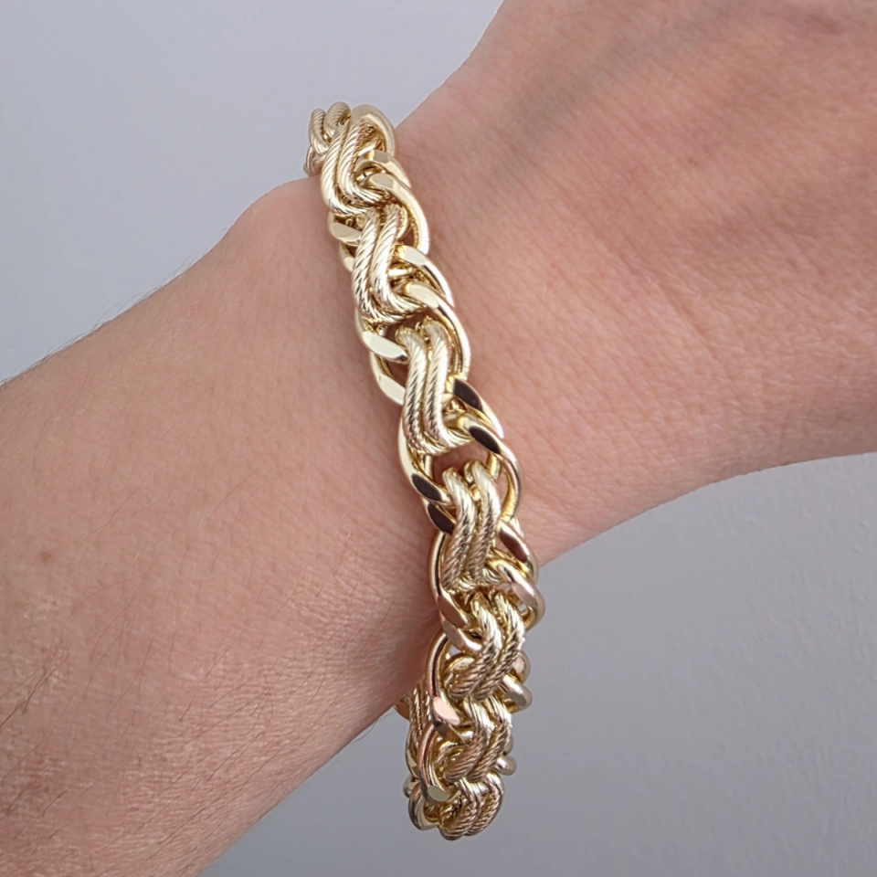 14K KALIN KUYUM MODEL SARMAL ÇELİK BİLEKLİK