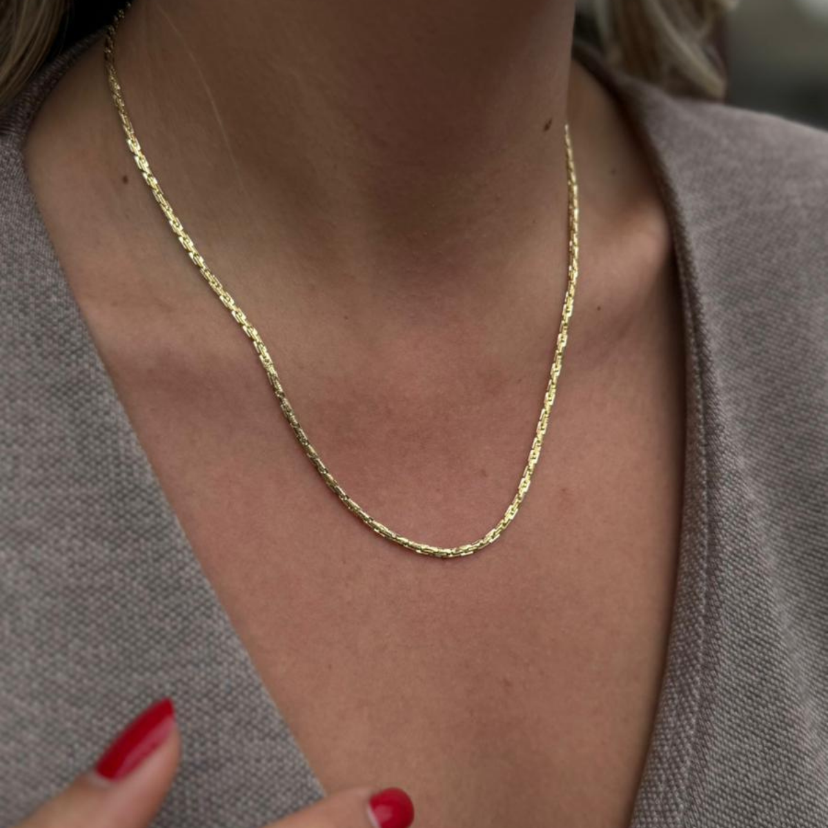 14 AYAR ALTIN RENKLİ 60 CM ÇELİK KOLYE