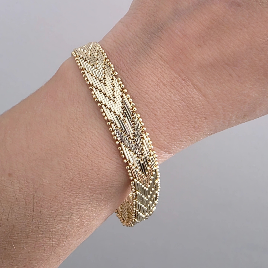 14K KALIN HASIR ÇELİK BİLEKLİK