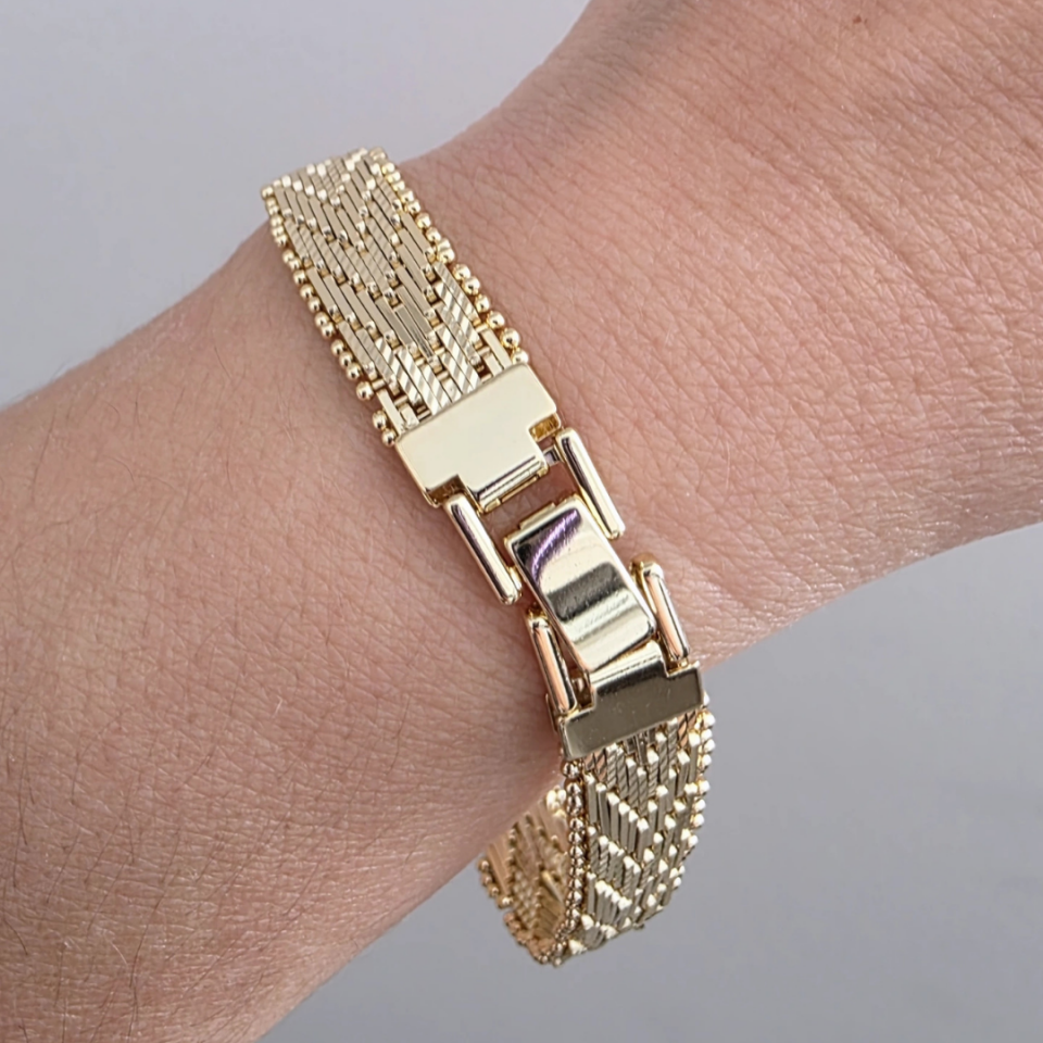 14K KALIN HASIR ÇELİK BİLEKLİK